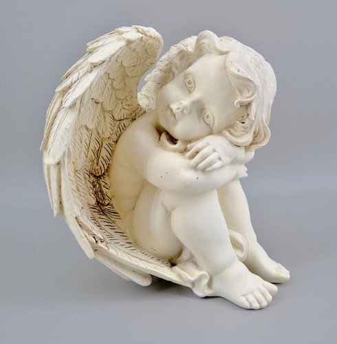 Cherub angel figurine sitting - angel,