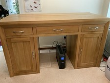 Oak Furniture Land Beveled Twin Pedestal Computer Desk