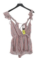 Topshop Women's Playsuit S Pink Striped 100% Cotton Playsuit