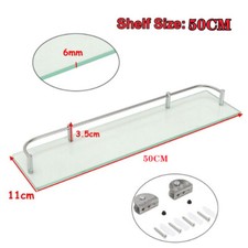 Bathroom Glass Floating Shelf Rack Wall Mounted Storage Caddy Shampoo Holder