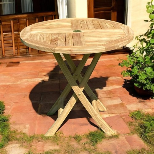 Teak outdoor folding table - folding,
