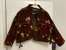 Brown Cropped Coat Floral Size M Kimchi Blue Molly Goddard