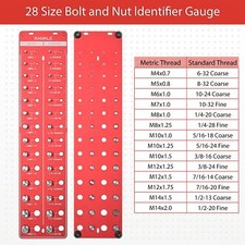 28Pcs Inch & Metric Set Nut & Bolt Thread Checker Identifier Thread Gauges Alu