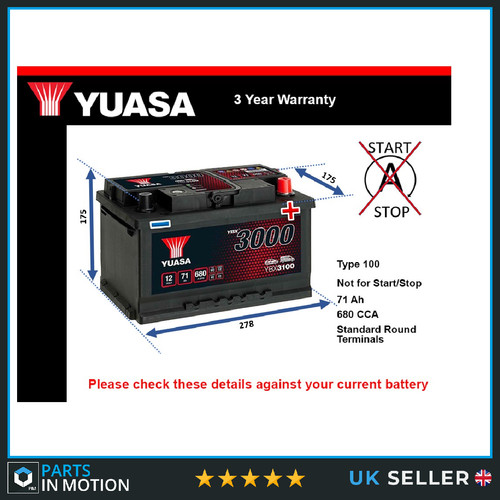 Car battery ybx3100 yuasa 100 - battery,