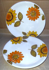2 Alfred Meakin Sunflower Glo White Ironstone 22.5cm 9” Salad Plates
