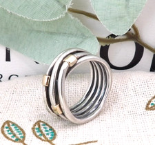 ❤️Genuine Pandora  Silver & 14ct Gold Crossover Rope Ring ALE S925 Size 54❤️