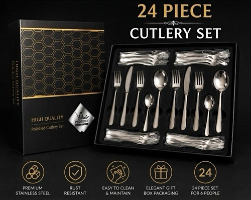 24pc polished stainless steel - polished,