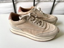 Massimo Dutti Blush Beige Leather Trainers Size 6