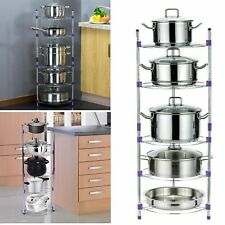 5 Tier Kitchen Pan Stand Saucepan Pot Rack Chrome Storage Organiser Shelf Holder