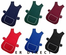 Women Ladies Tabard Apron Overall Kitchen Catering Cleaning Bar Plus Size Pocket