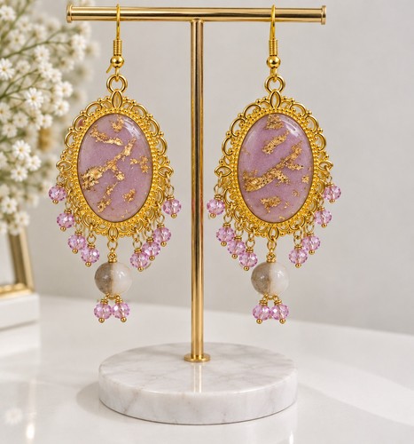 Handmade purple resin earrings - handmade,