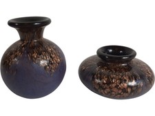 Dale Tiffany pair of art glass vases  - copper gold flecks - Faville Adventurine