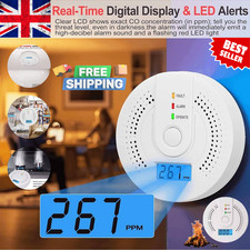 Carbon Monoxide Detector Warning Alarm Sensor LED Digital Battery Powered