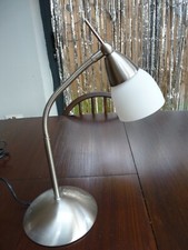 John Lewis &Partners Contact Touch Desk Lamp, Satin Chrome-DAMAGE on the GLASS