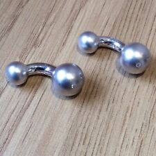 CUFFLINKS: STERLING SILVER & REAL DIAMOND CHIPS IN WOOD BOX BY HOT DIAMONDS MAN.