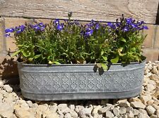 Galvanised Zinc Floral Metal Planter | Garden Flower Pots Trough Set of 3 OR 1