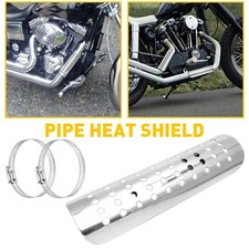 Motorcycle Exhaust Middle Pipe-Heat Shield Muffler Protector Guard Silver Steel