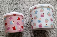 Waterside Fine China Lidded Storage Jars/Canisters  Set Of 2  Cupcake Pattern