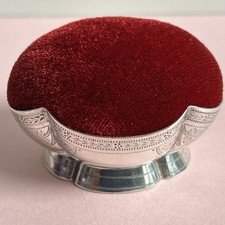 Large Antique sterling silver pin cushion - London 1882