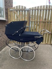 Silver Cross Coach Built Balmoral Pram in Navy Blue, Excellent Condition