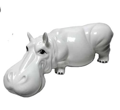 White ceramic hippopotamus - , 52