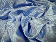 Silky Satin Woven Dress Fabric, Per Metre - Dogtooth Jacquard - Sky Blue
