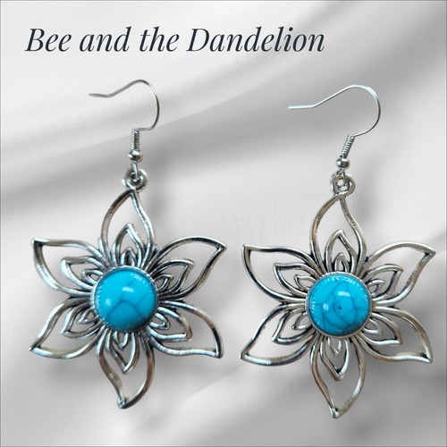 Faux turquoise silver tone - silver,