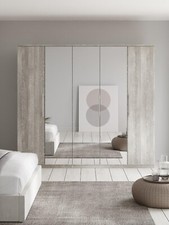 Prague 5 Door Mirrored Wardrobe Grey Elegant and Spacious Bedroom Storage
