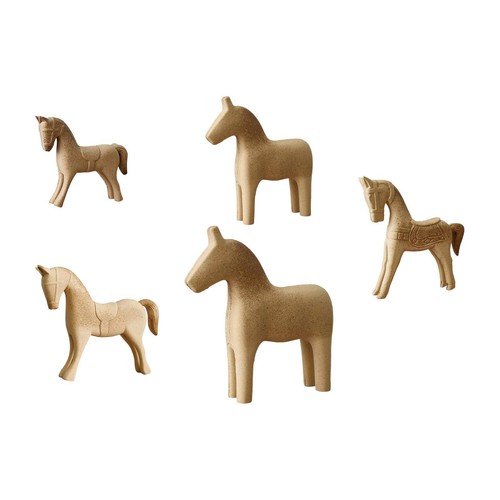 3xunfinished wooden horse - wooden,