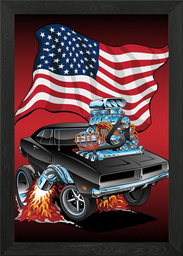 Classic muscle car - car, cartoon