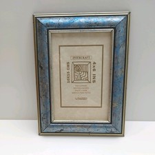 Vintage Floral Photo Picture Frame 80's 90's Blue Grey Black Wooden Frame  6 x4"