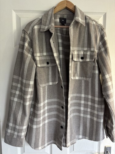 Beige grey check overshirt - h&m,