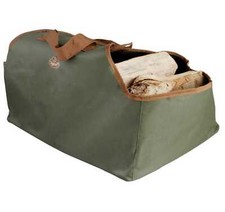 Heavy Duty Large Canvas Log Carrier Bag Fire Wood Holder Storage Basket Khaki