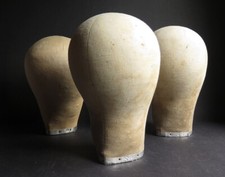 THREE EARLY 20th CENTURY CANVAS WIG/MILLINERY/HAT MAKER DUMMIES/HEADS/MANNEQUINS
