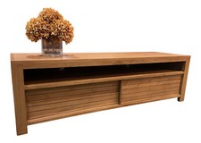 SALE Teak TV Unit | TV Stand | Media Storage Unit Full Width Shelf & Cupboard