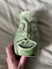 Vintage Green Celery Double Faced Pot Vase Holder - Kitsch Kitchenalia