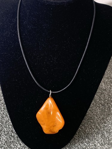 Raw resin amber pendant - raw,