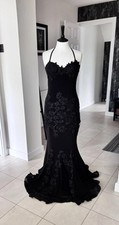 Forever Unique London ..Stunning BLACK Maxi Backless Prom/Cocktail Dress UK 12