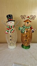 Set Of Two Christmas Light Up Reindeer / Moose And Snowman With LED Lights