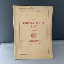MG Midget Series TA & TB Original Service Parts List Catalogue 1936-1940 Good