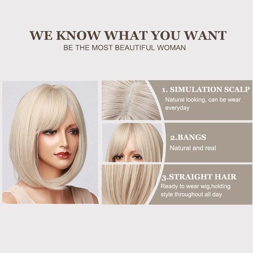 Platinum blonde bob - blonde, wig