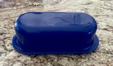  VintageTupperware Cobalt Blue Covered Stick Butter Dish plastic 