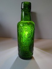 Antique green glass bottle - green, –