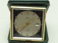 (refBE) Vintage Kaiser 8 Day Mechanical Travel Alarm Clock Working G Harris 1960