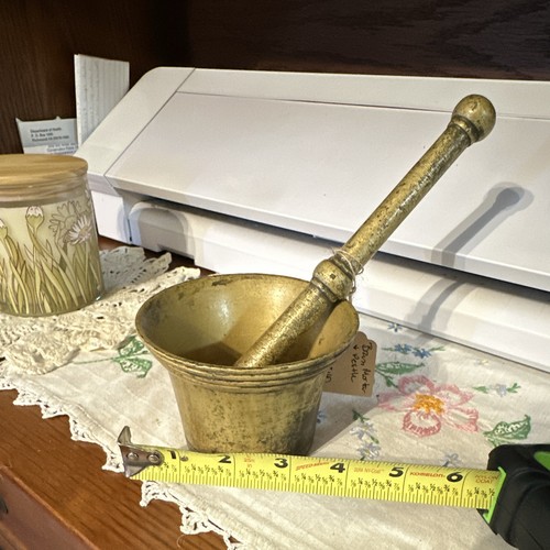 Vintage brass mortar and - brass,
