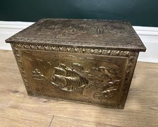 Beautiful Objects: Peerage England embossed brass nautical log coal box ship