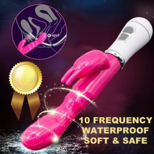 10Mode Vibrating G-spot Rampant Rabbit Vibrator USB Rechargeable Adult Sex Toys