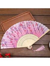 1pc Folding Fan Chinese Style Bamboo Fan Hand Held Silk  Wedding Party Fans