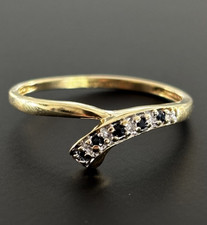 9ct 375 Yellow Gold Sapphire Wishbone Style Ring, Size T, US 9.5