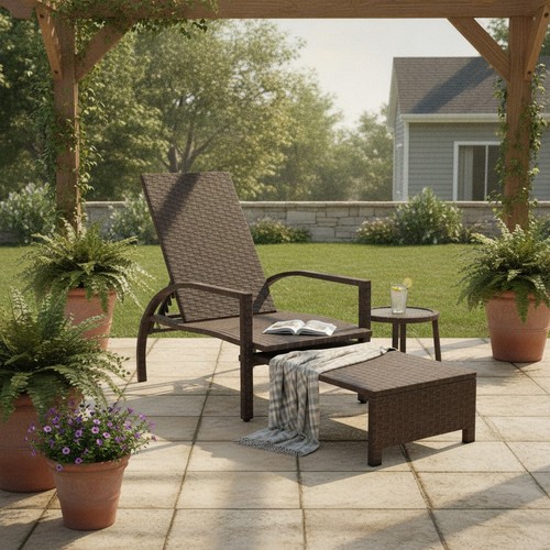 Rattan sun lounger - rattan,